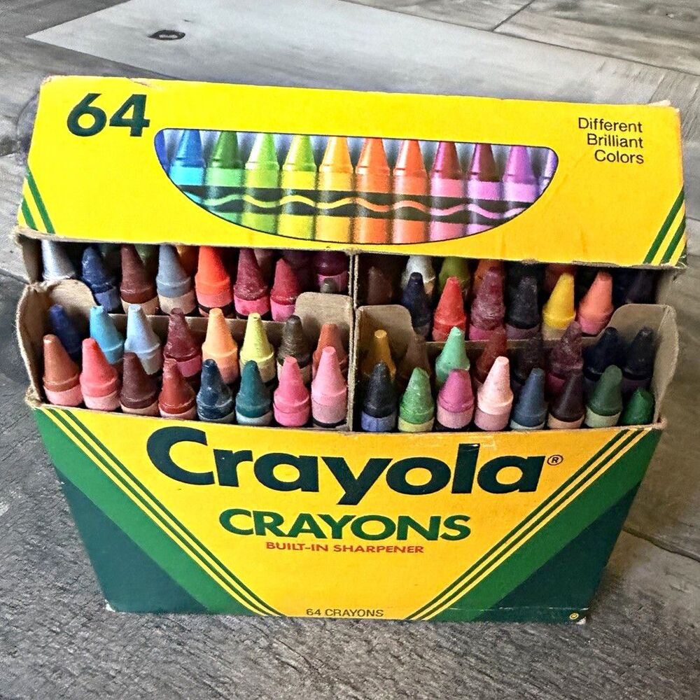 Vintage1990 Crayola 64 Crayon Box Retro Y2K Nostalgia Art School Supply Decor